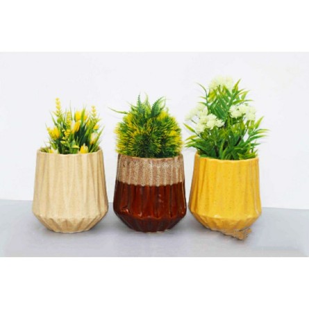 Set Of 3 Umbrella Ceramic Pots